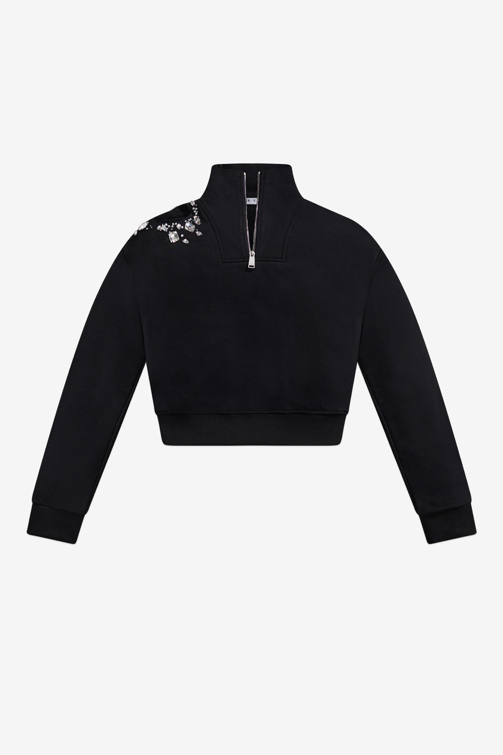 Crystal Cluster Cutout Quarter Zip Sweatshirt