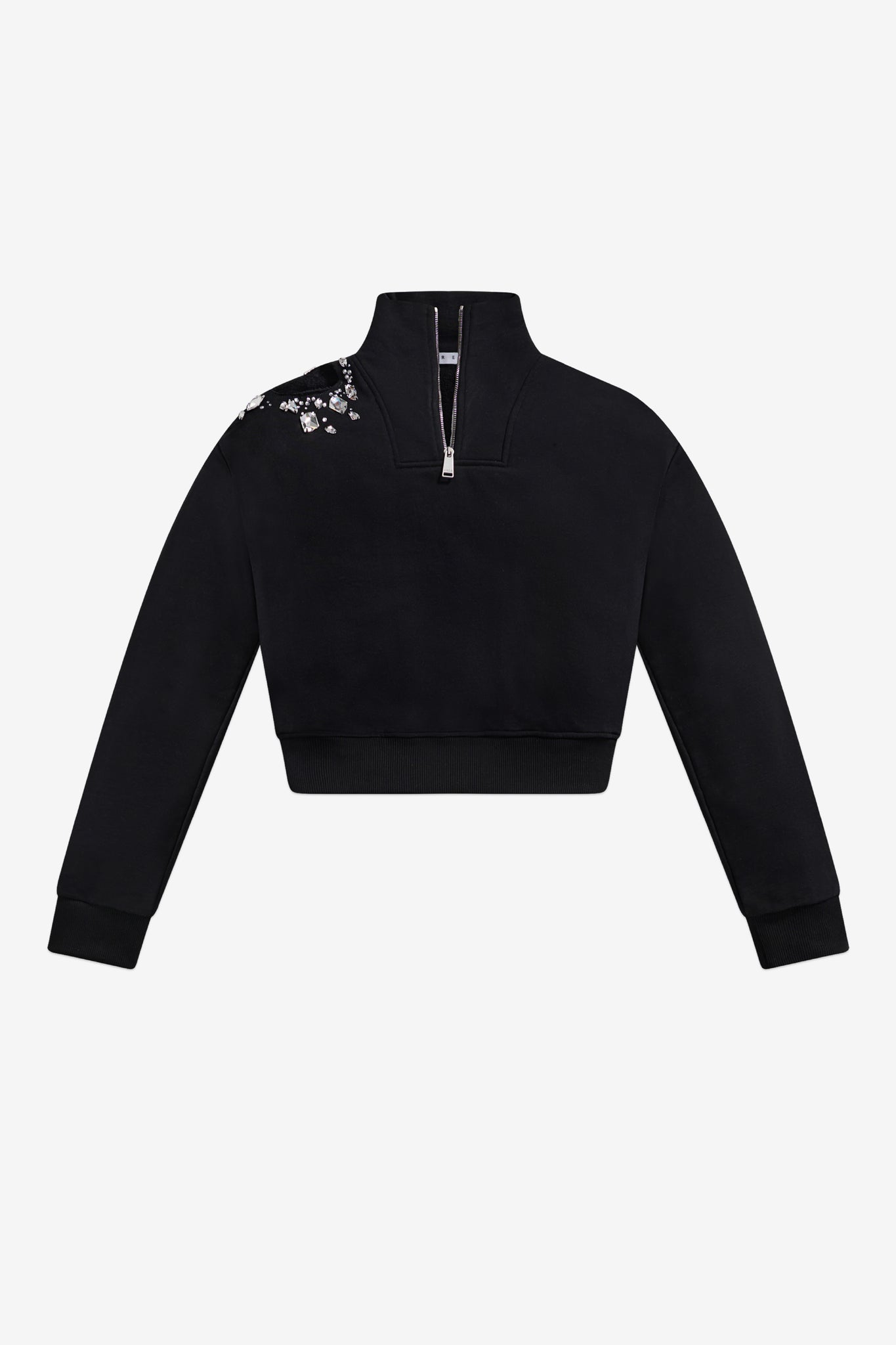 Crystal Cluster Cutout Quarter Zip Sweatshirt
