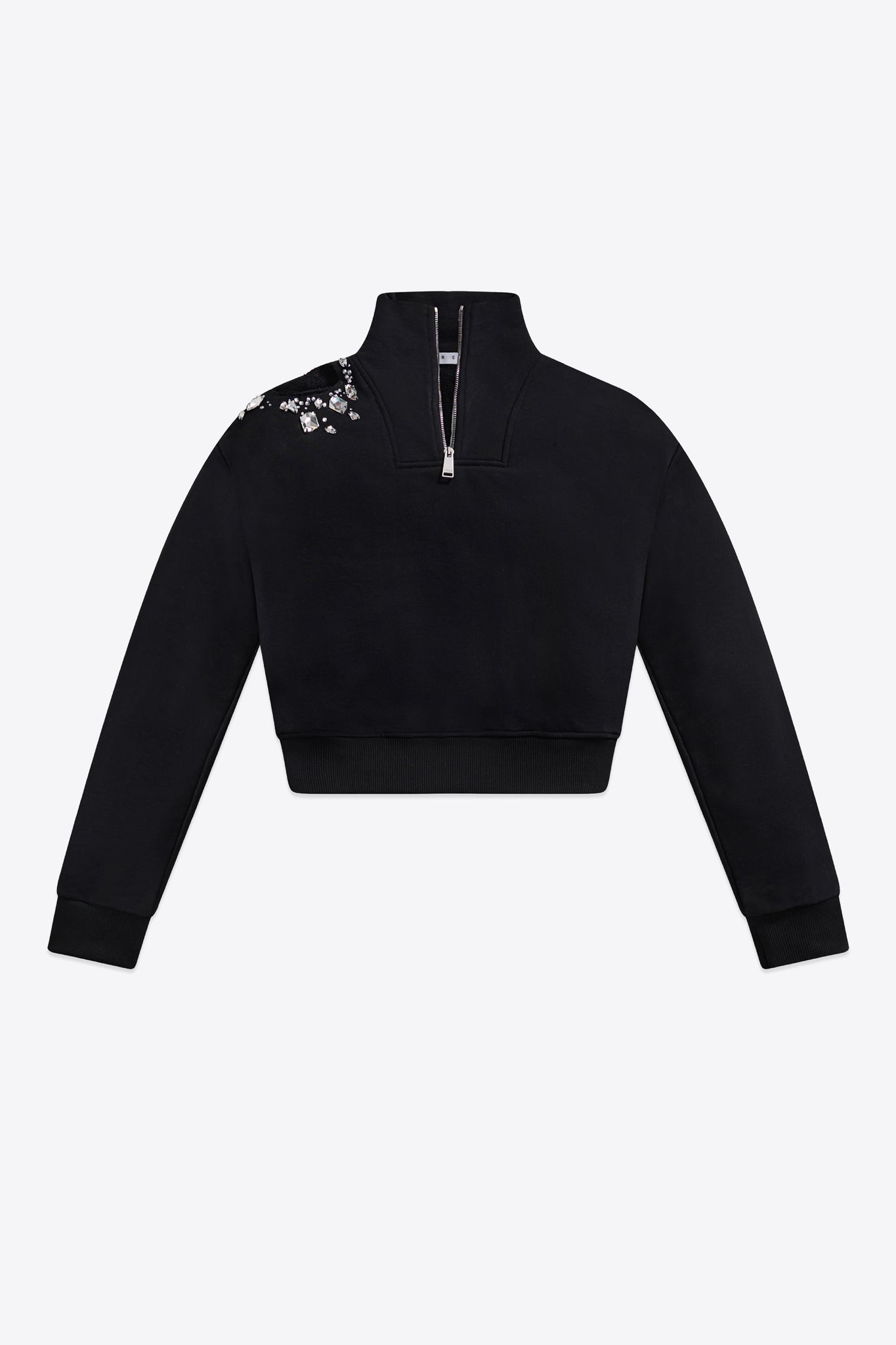 Crystal Cluster Cutout Quarter Zip Sweatshirt