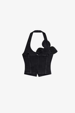 Denim Bow Halter Top