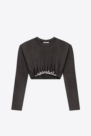 Crystal Cluster Long Sleeve Cropped T-Shirt