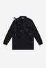 Allover Crystal Embellished Bow Long Sleeve Polo