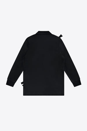 Allover Crystal Embellished Bow Long Sleeve Polo