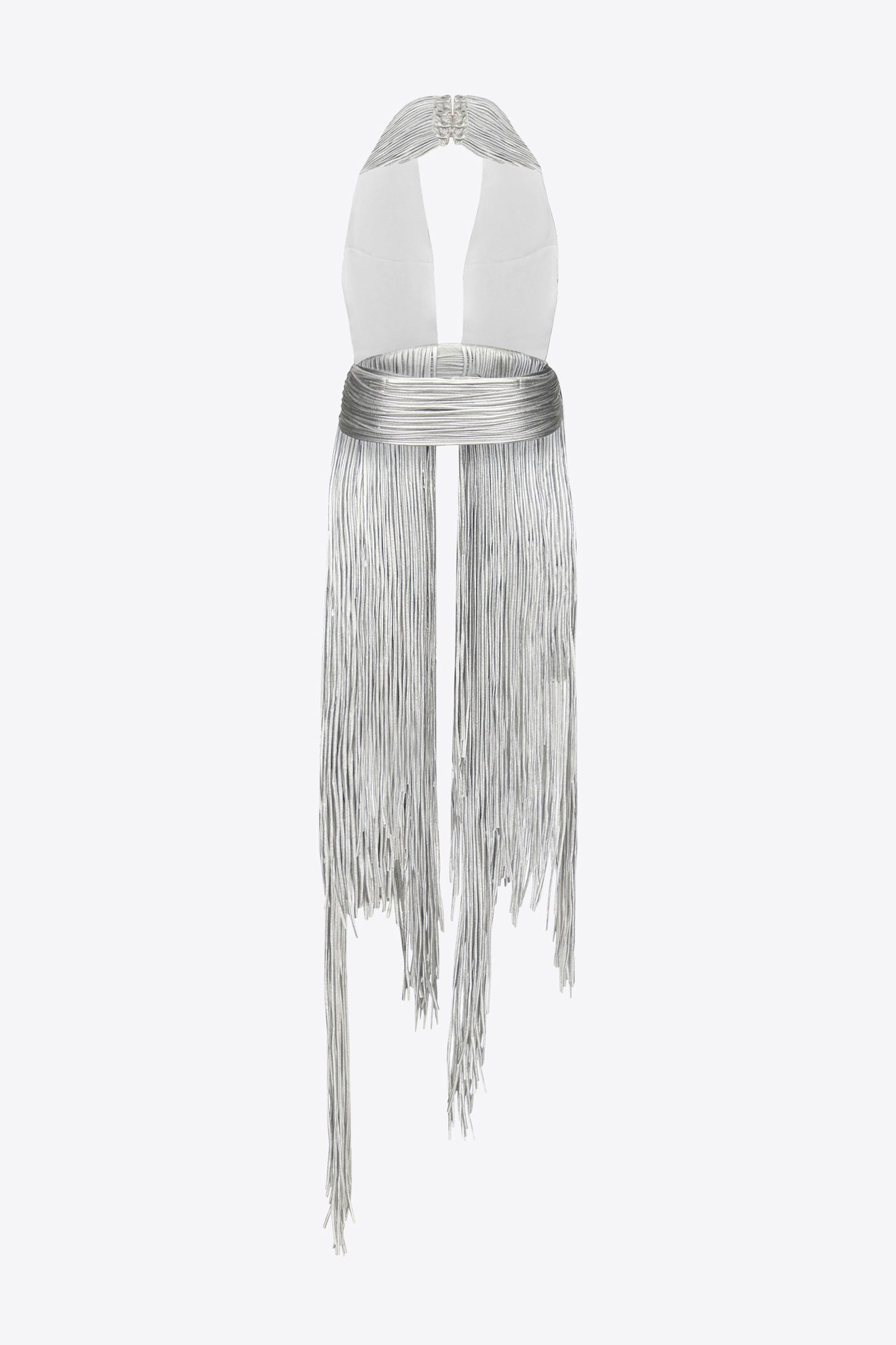 Metallic Fringe Halter Top