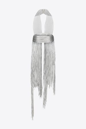 Metallic Fringe Halter Top