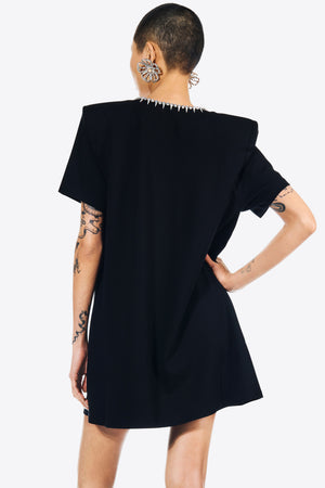 Crystal Bow V-Neck T-Shirt Dress
