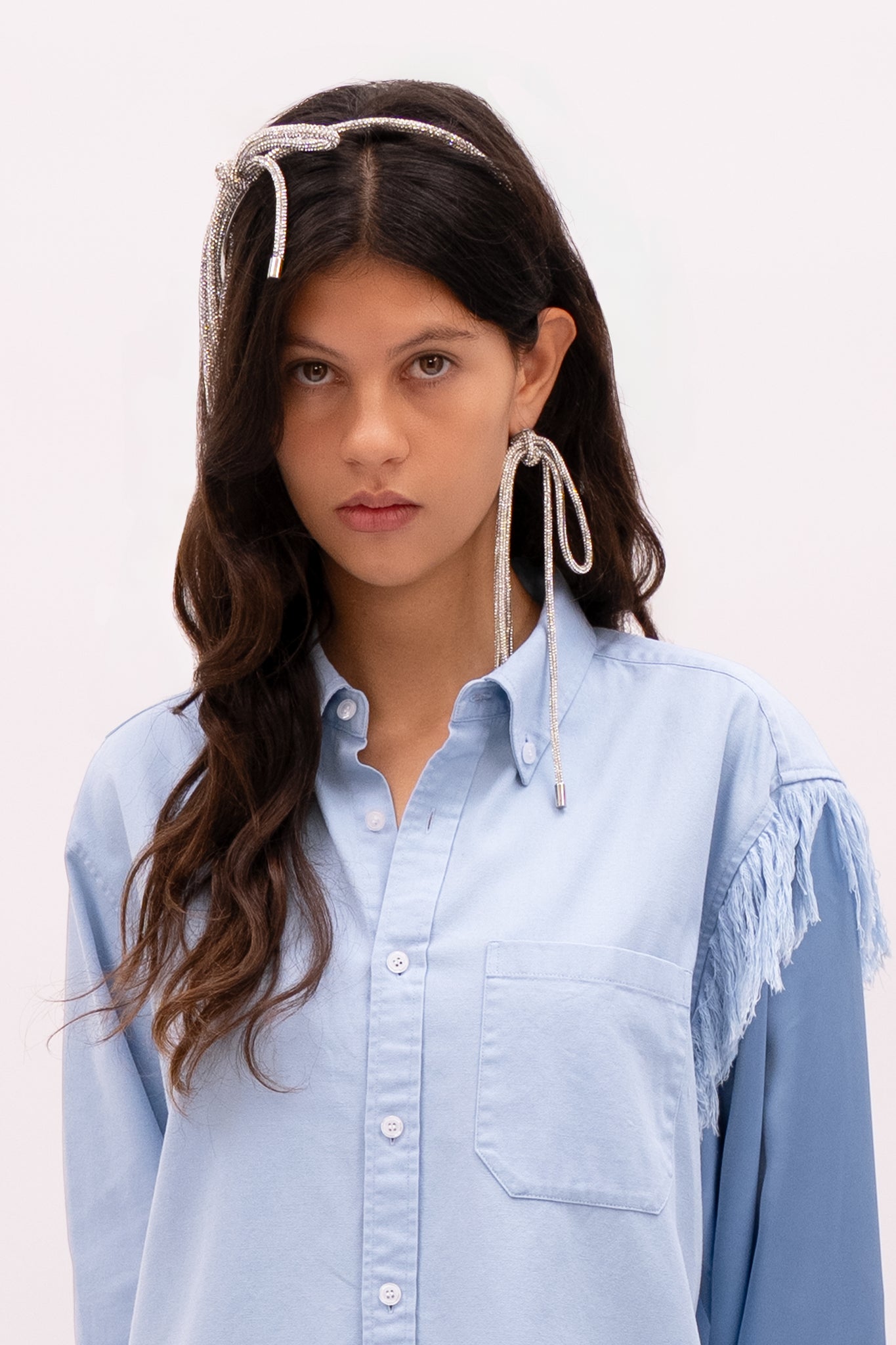 Long Crystal Knot Earrings