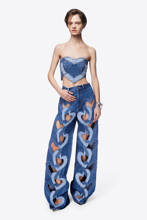 Heart Cutout Wide Leg Jean