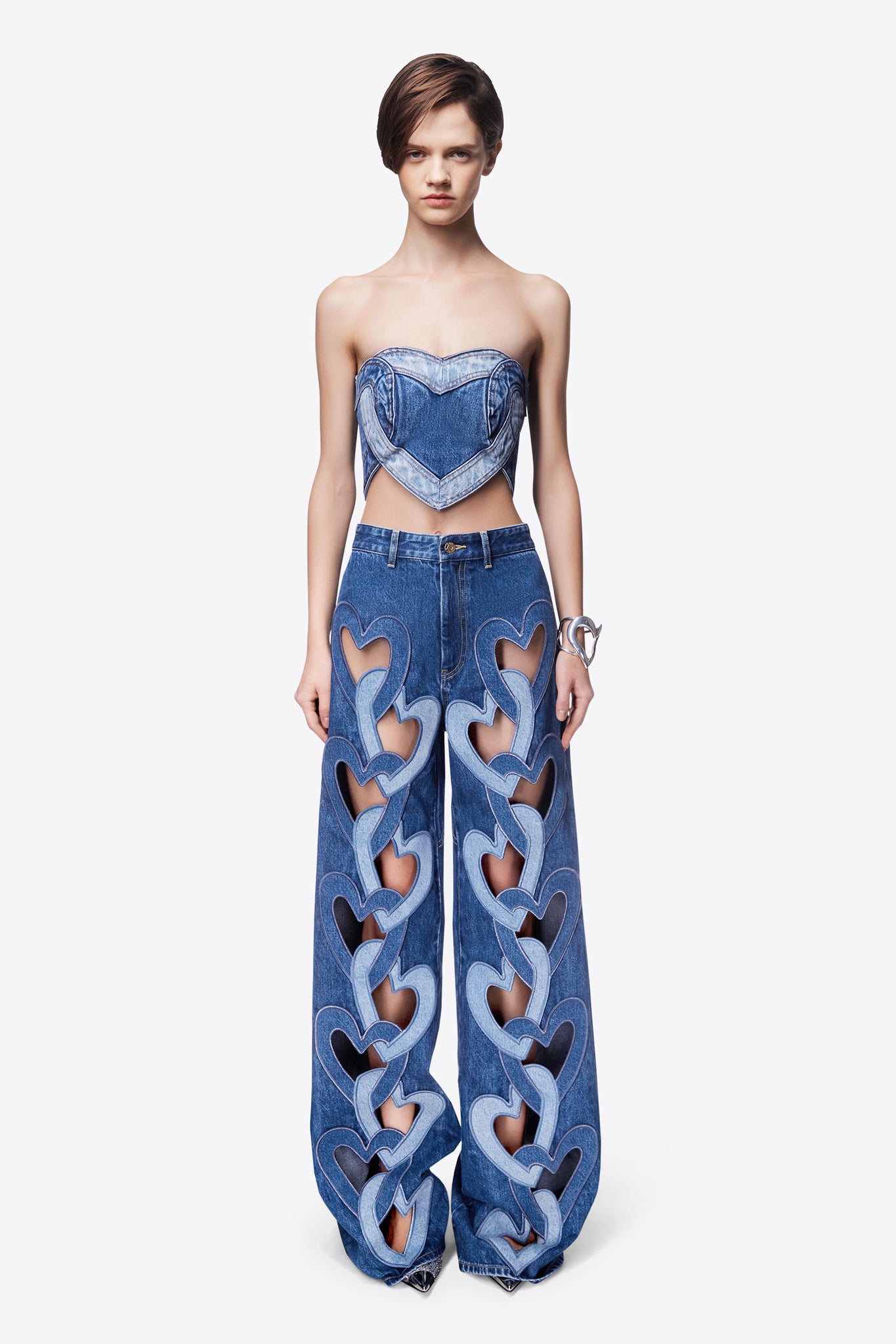 Heart Cutout Wide Leg Jean