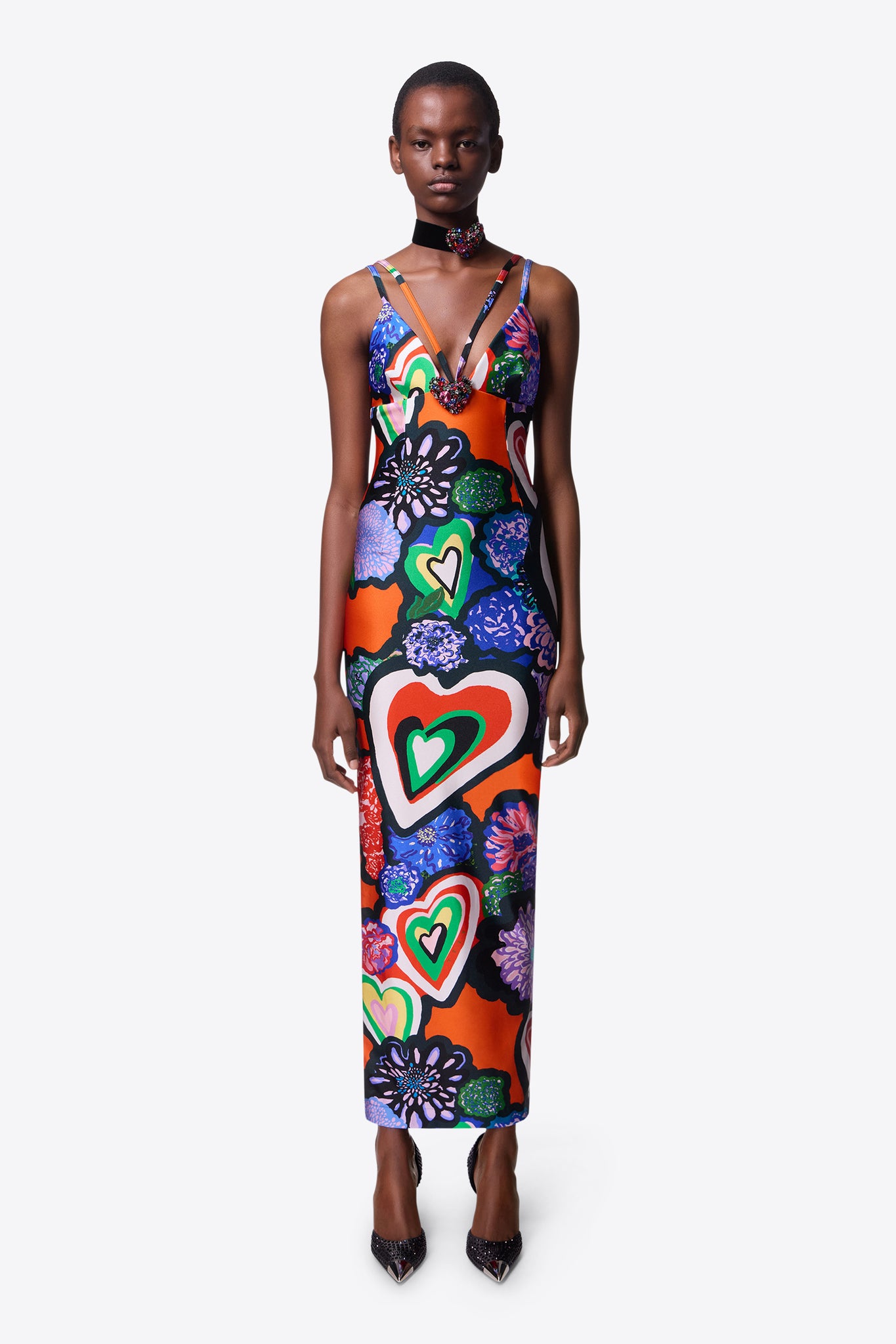 Heart Printed Maxi Dress