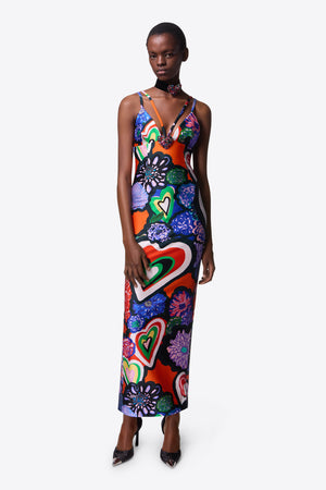 Heart Printed Maxi Dress