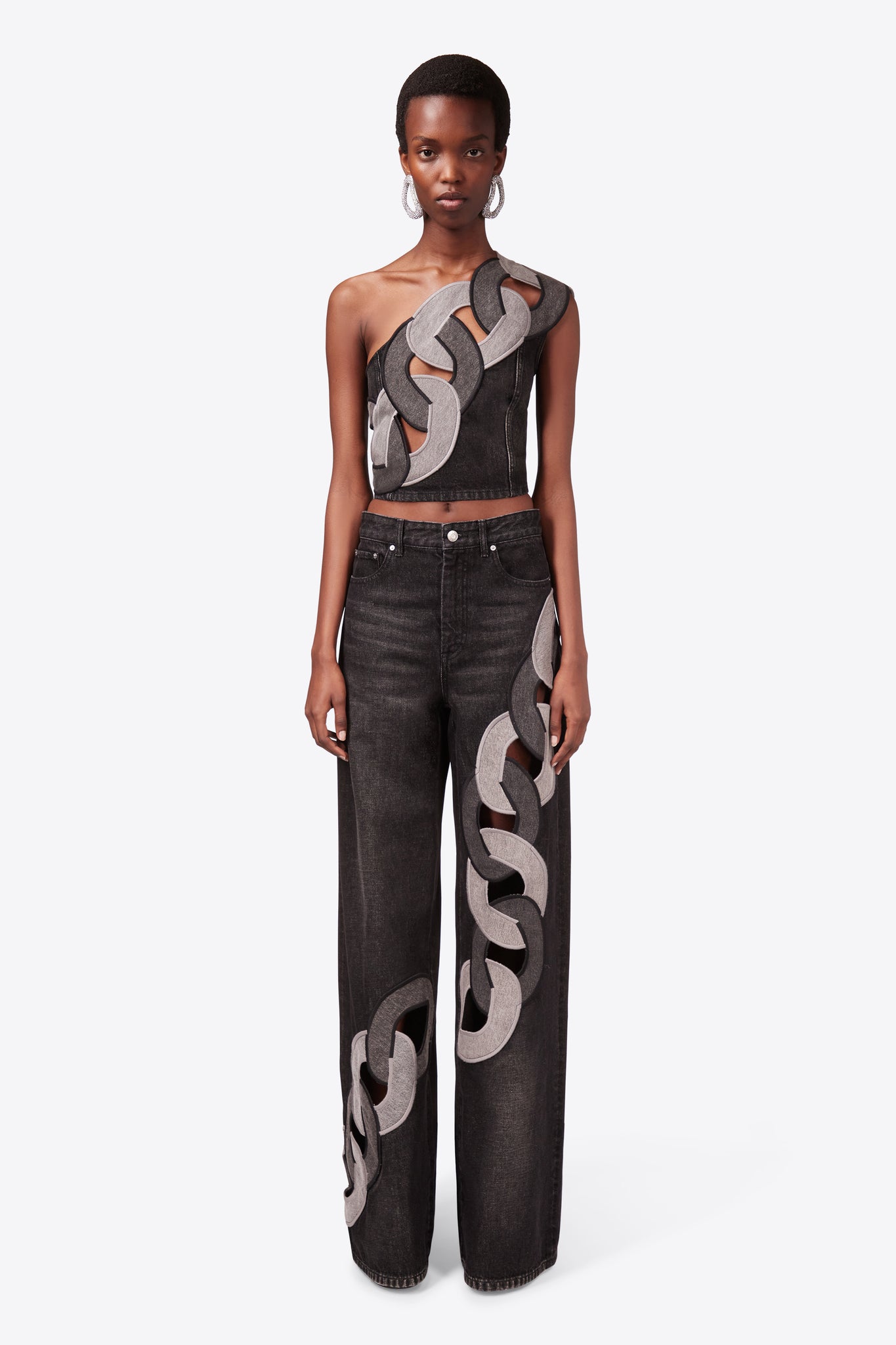 Chain Cutout Wide Leg Jean