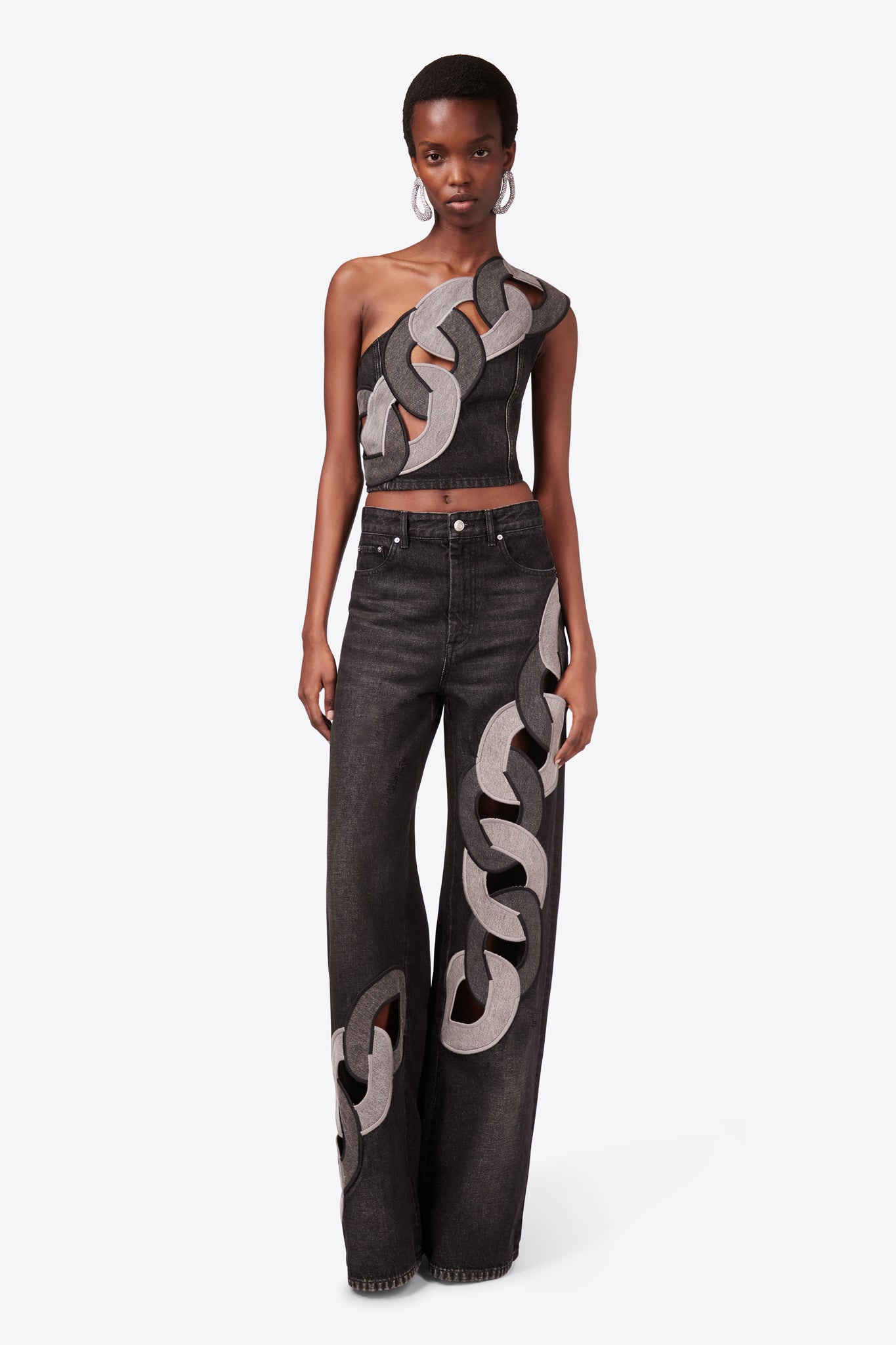 Chain Cutout Wide Leg Jean