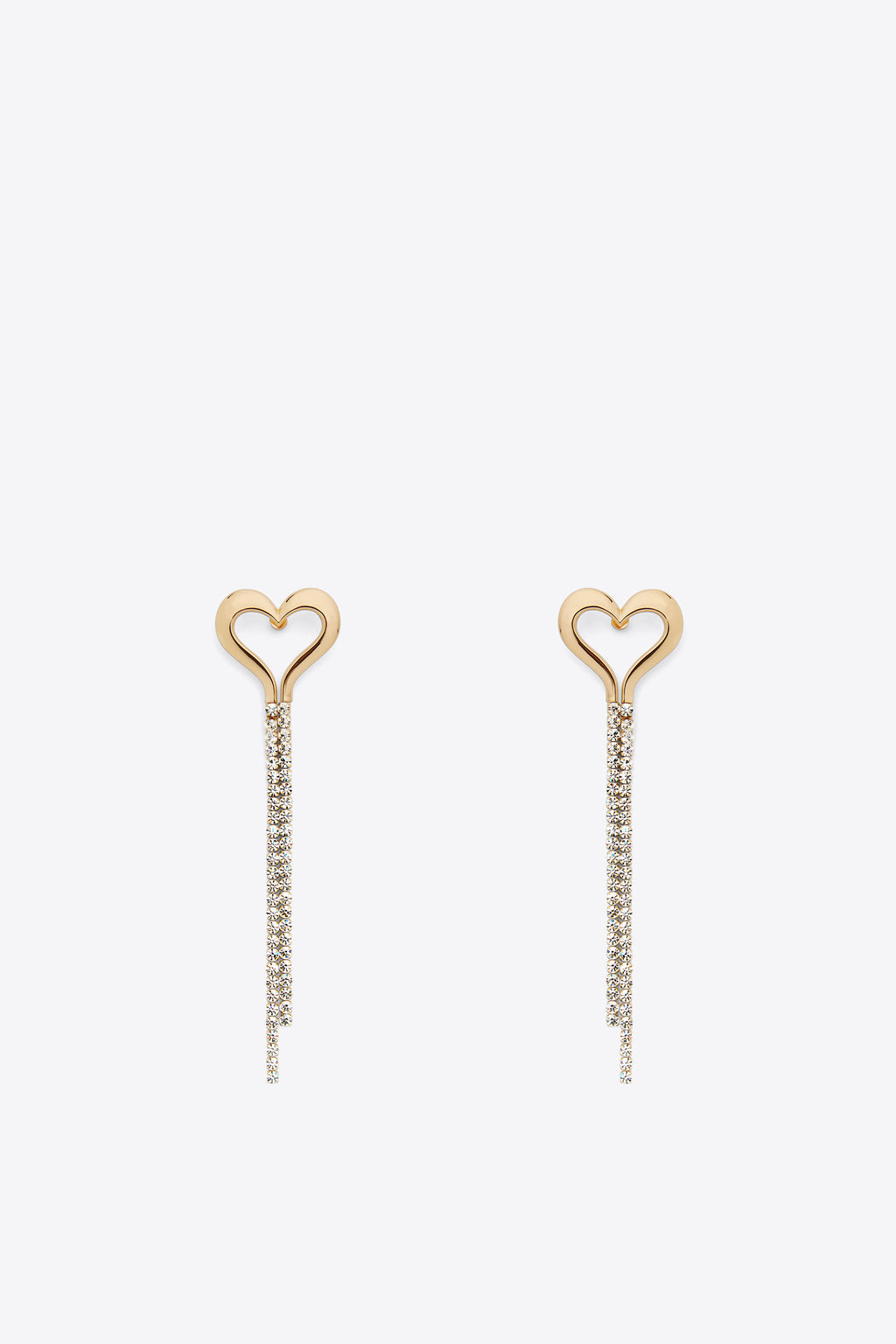 Crystal Heart Fringe Earrings