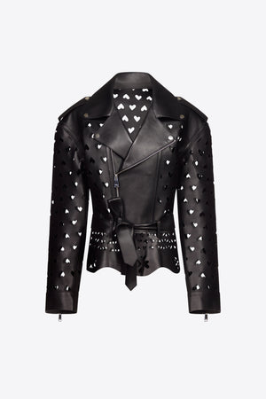 Laser-Cut Leather Heart Moto Jacket