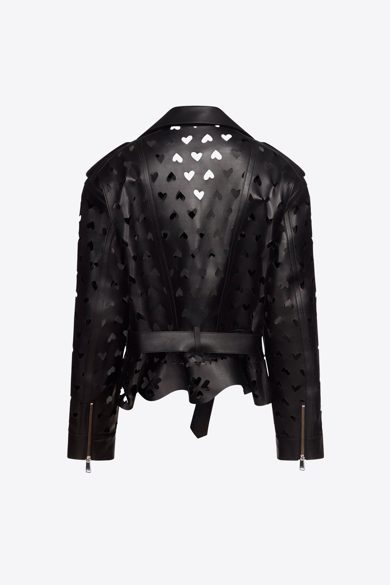 Laser-Cut Leather Heart Moto Jacket