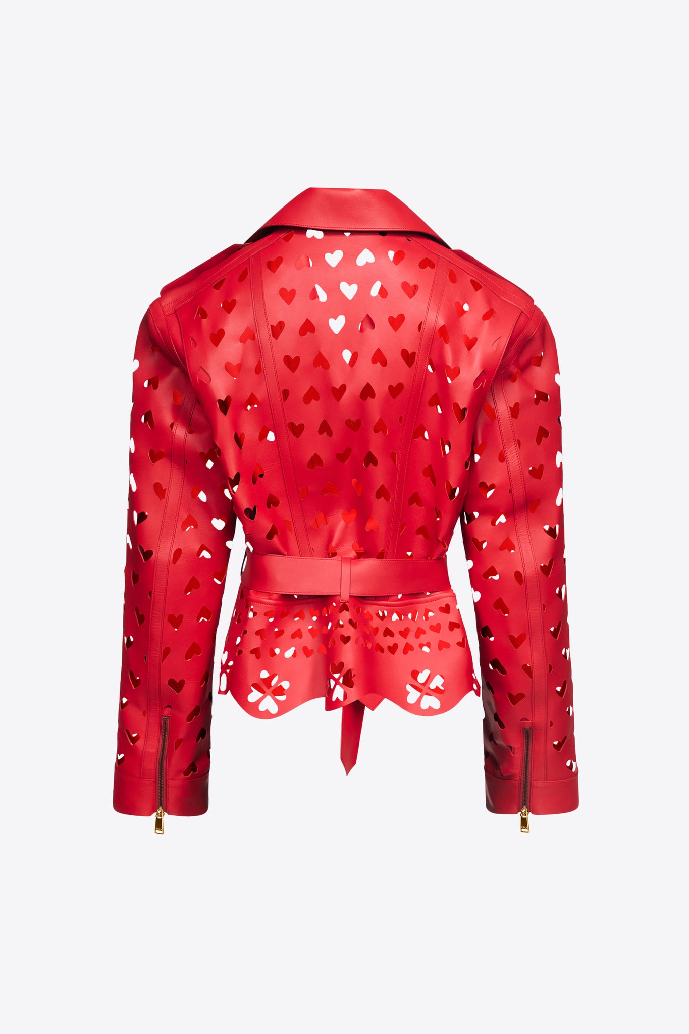 Laser-Cut Leather Heart Moto Jacket