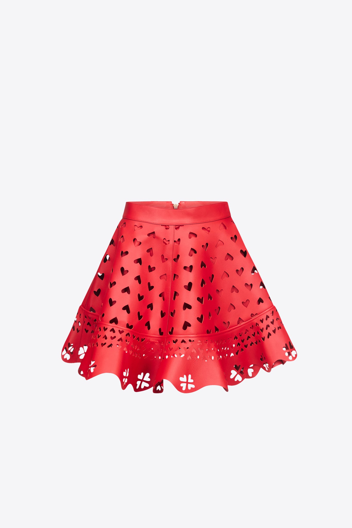 Laser-Cut Leather Heart Mini Skirt