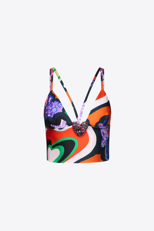 Heart Printed Bustier Top