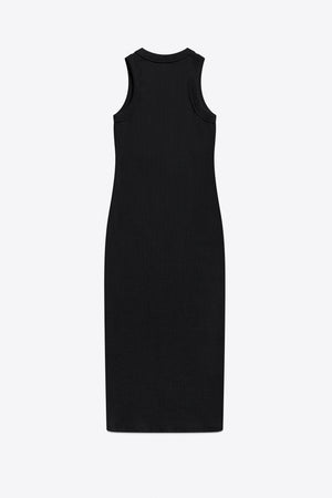 Distressed Crystal Ribbed Knit Midi Tank Dress