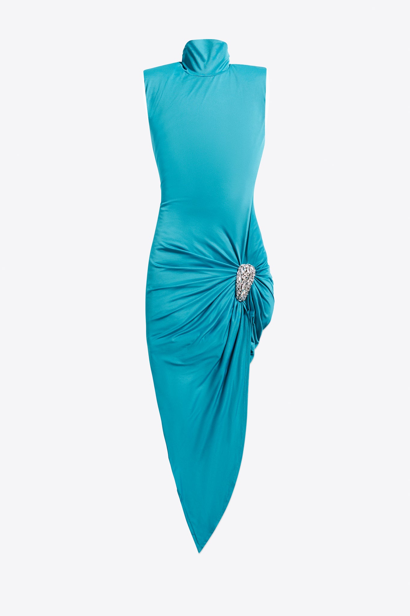 Crystal Cluster Draped Midi Dress