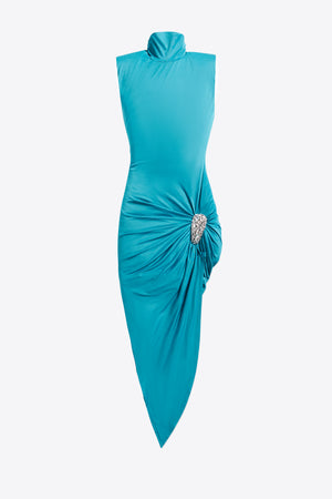 Crystal Cluster Draped Midi Dress