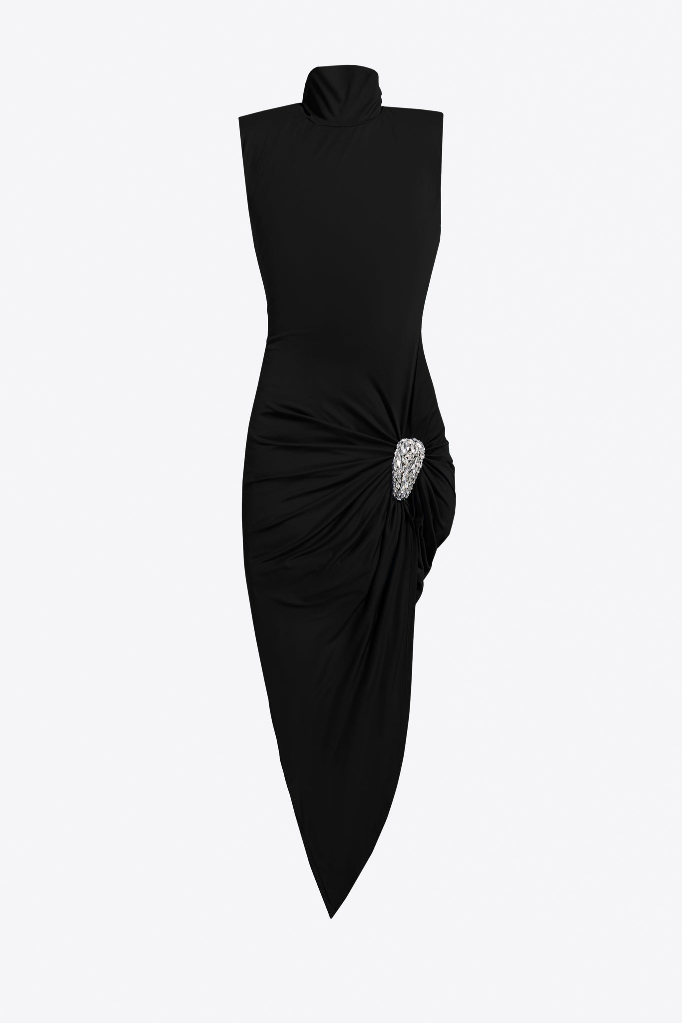 Crystal Cluster Draped Midi Dress