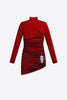 Crystal Cluster Draped Long Sleeve Mini Dress