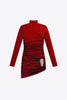 Crystal Cluster Draped Long Sleeve Mini Dress