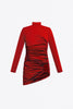 Crystal Cluster Draped Long Sleeve Mini Dress