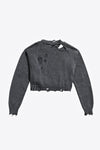 Distressed Crystal Crewneck Sweater