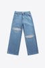 Distressed Crystal Relaxed Slit Jean