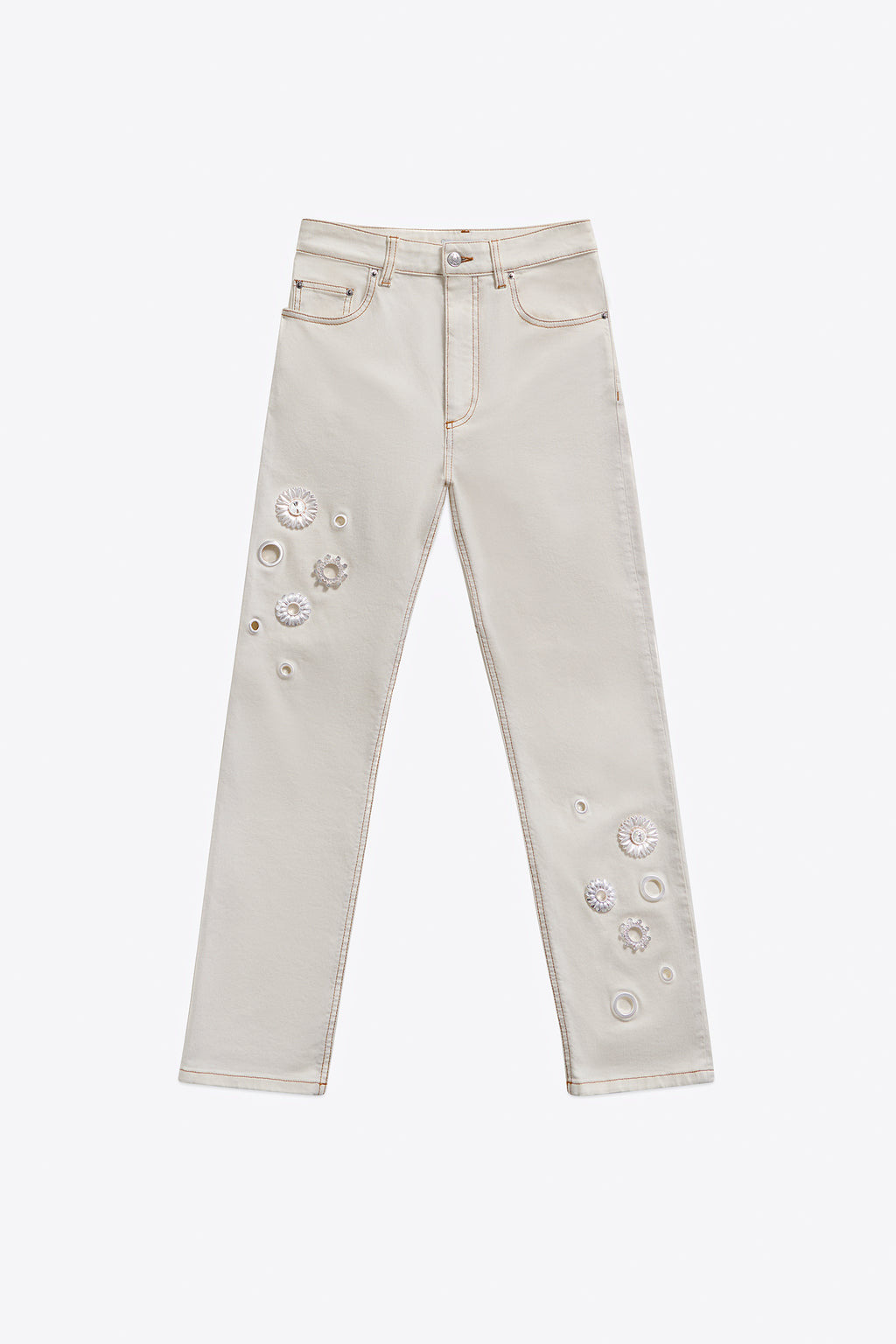Crystal Grommet Straight Leg Jean