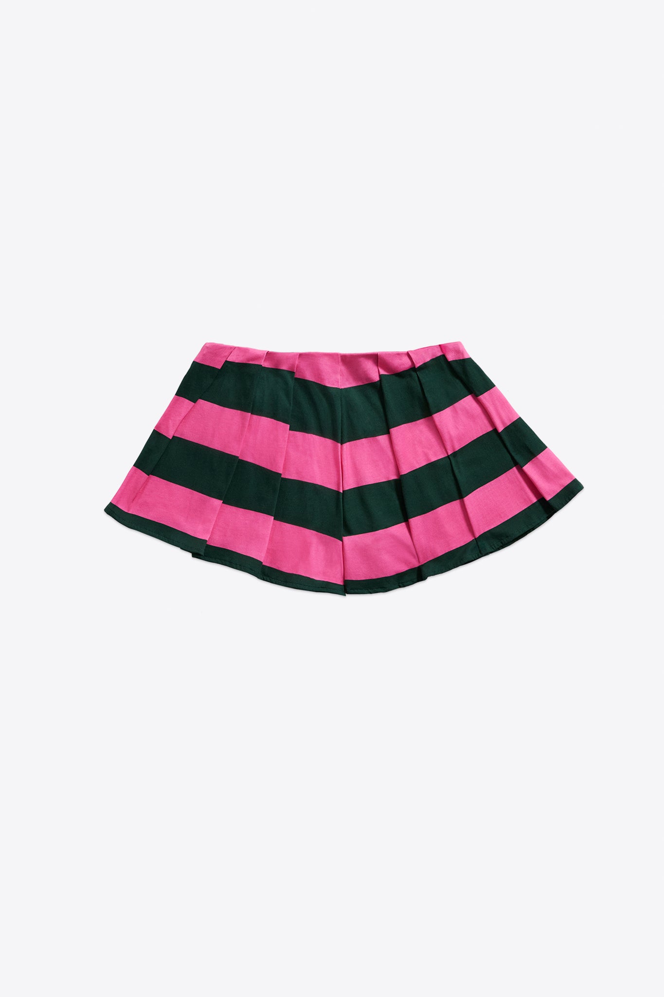 Embroidered Flower Rugby Stripe Pleated Short