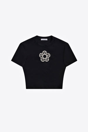 Crystal Flower Cropped T-Shirt