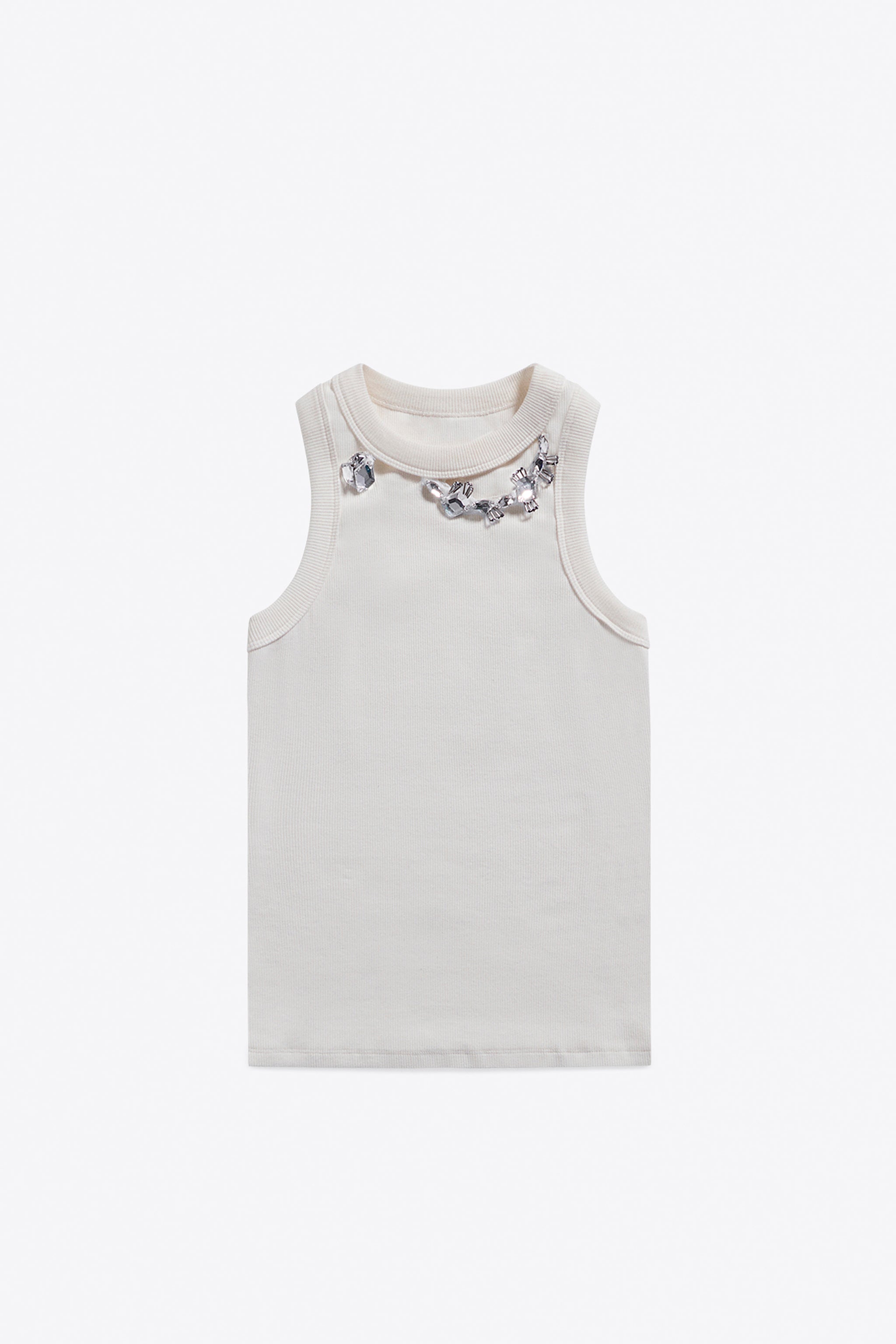 Distressed Crystal Ribbed Knit Tank Top – AREA