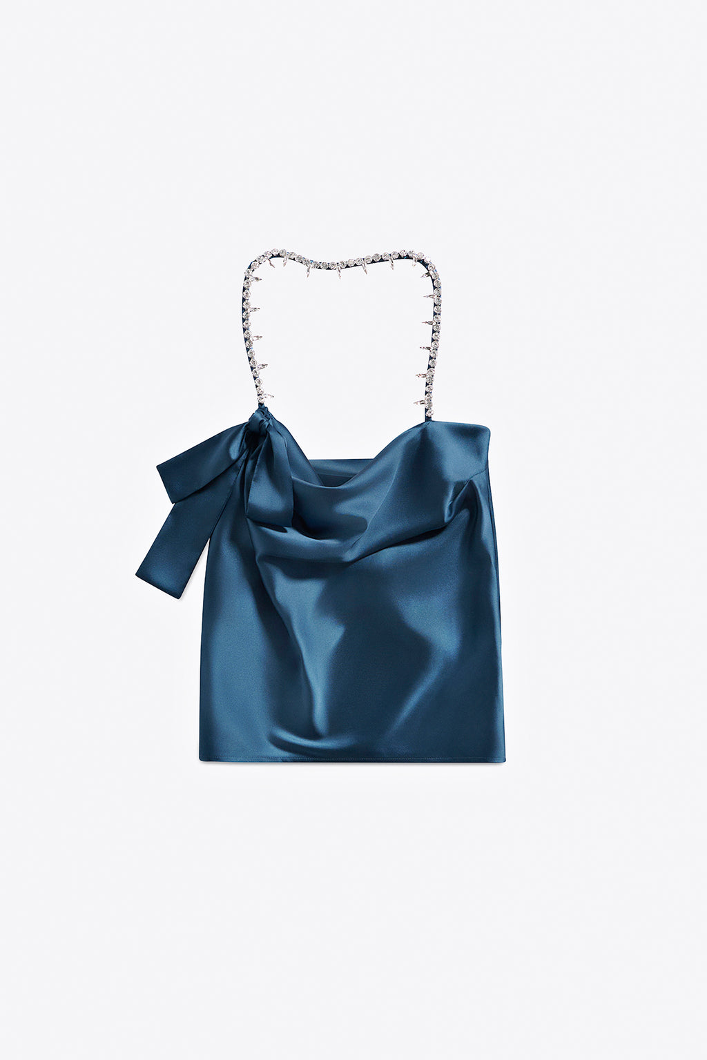 Crystal Embellished Satin Halter Top