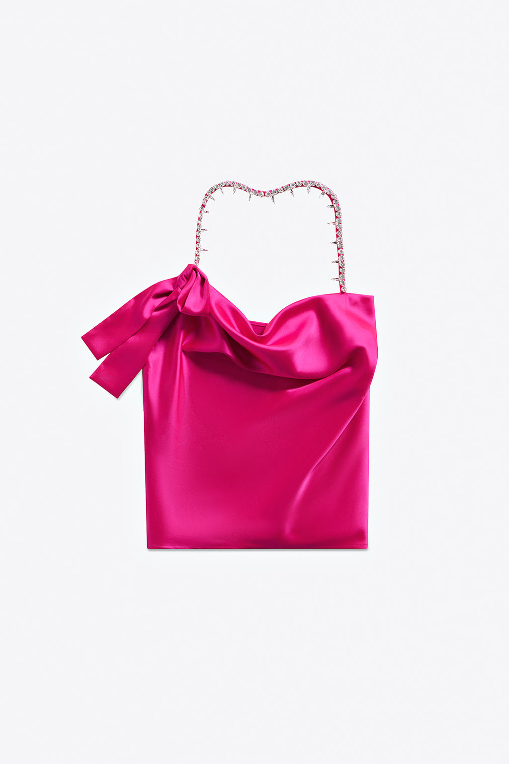 Crystal Embellished Satin Halter Top