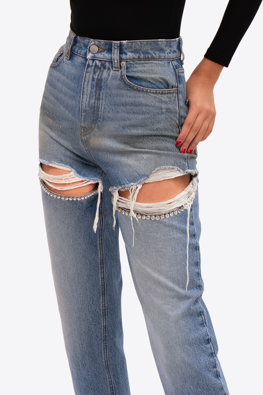 Crystal Fray Slit Jean