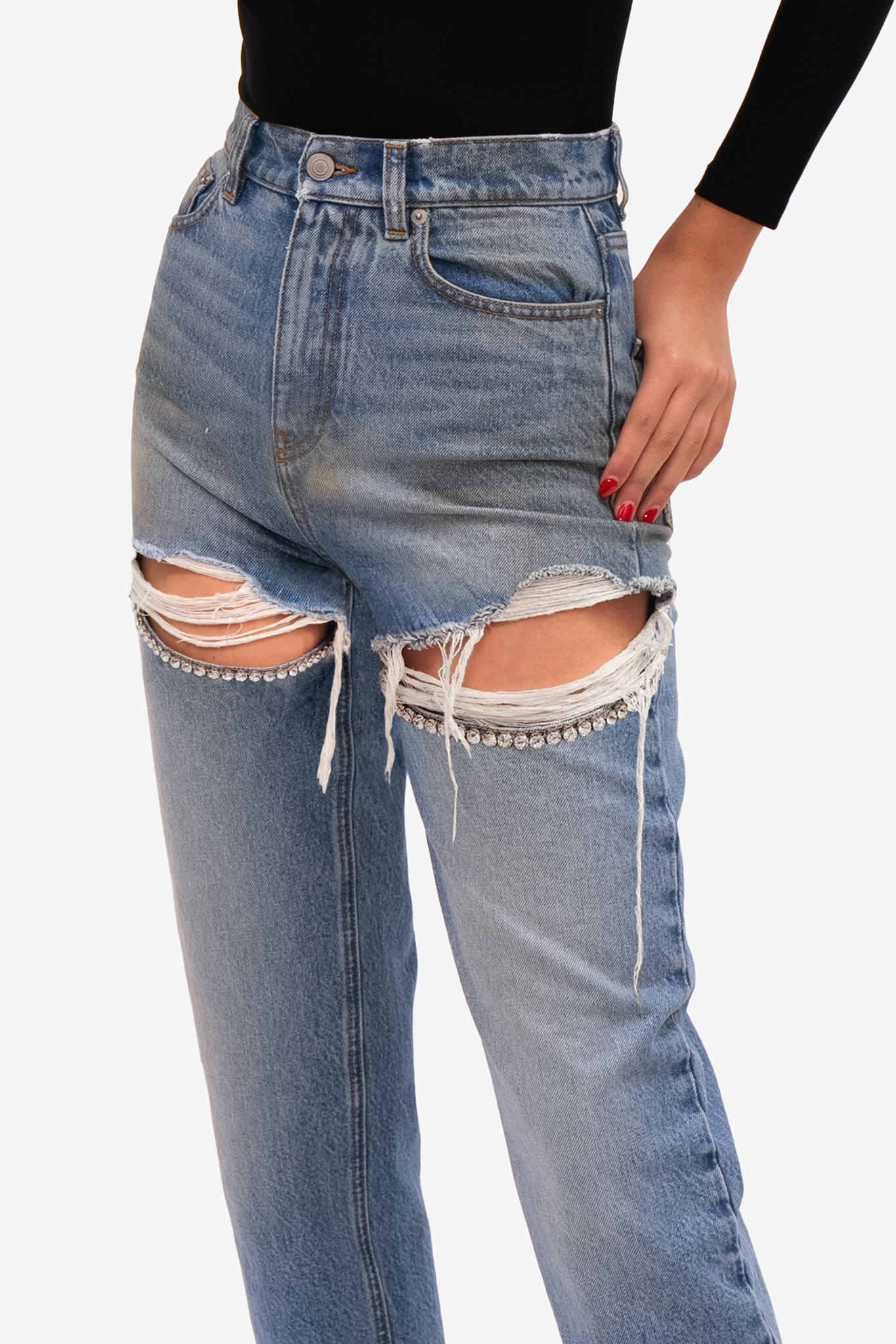 Crystal Fray Slit Jean