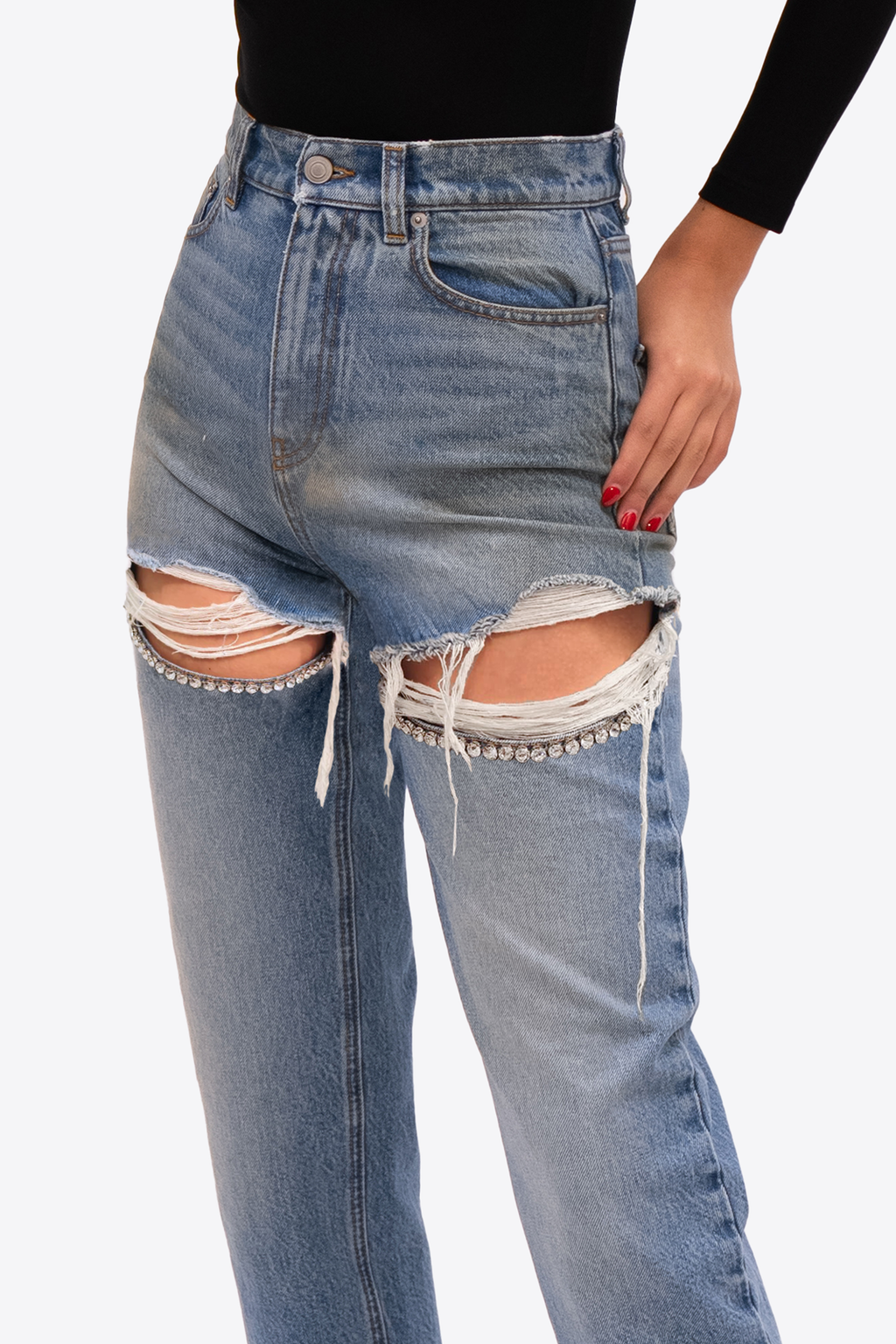 Crystal Fray Slit Jean