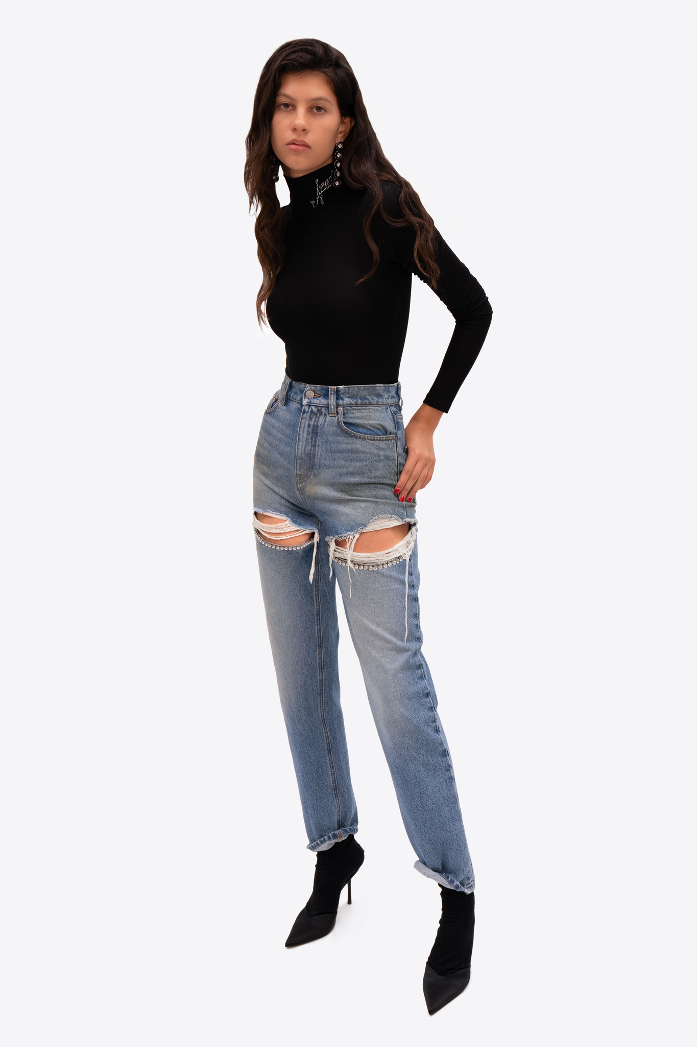 Crystal Fray Slit Jean