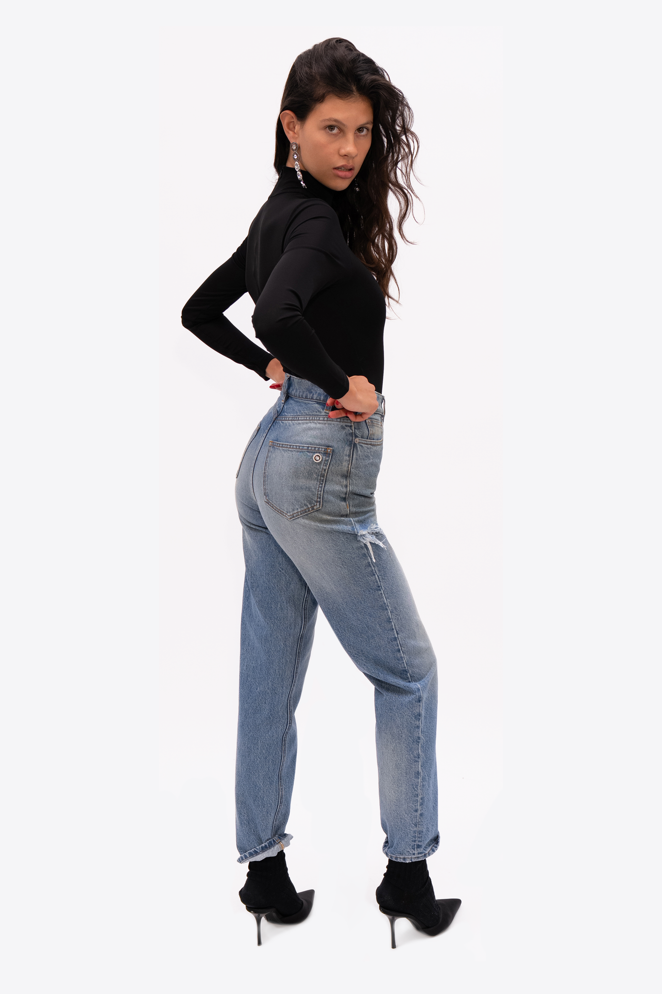 Crystal Fray Slit Jean