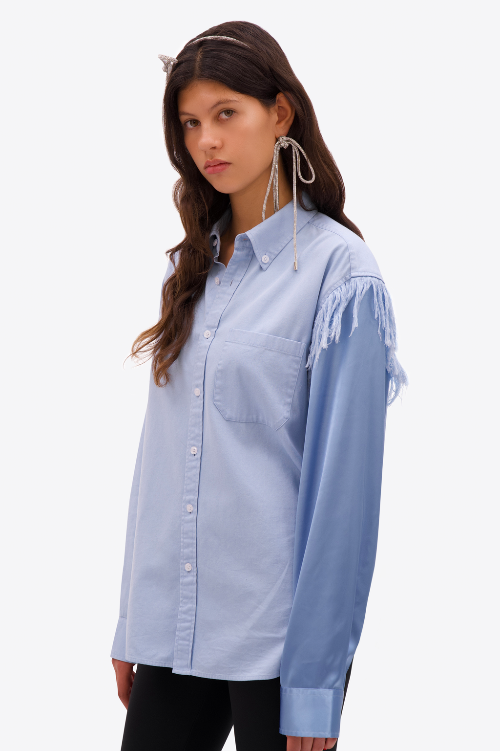 Deconstructed Satin Oxford Shirt