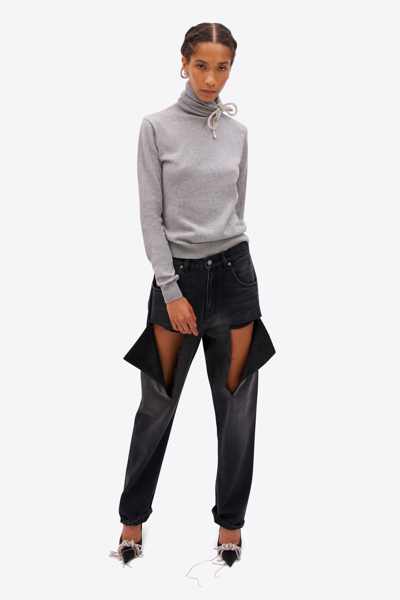 Crystal Knot Turtleneck Sweater