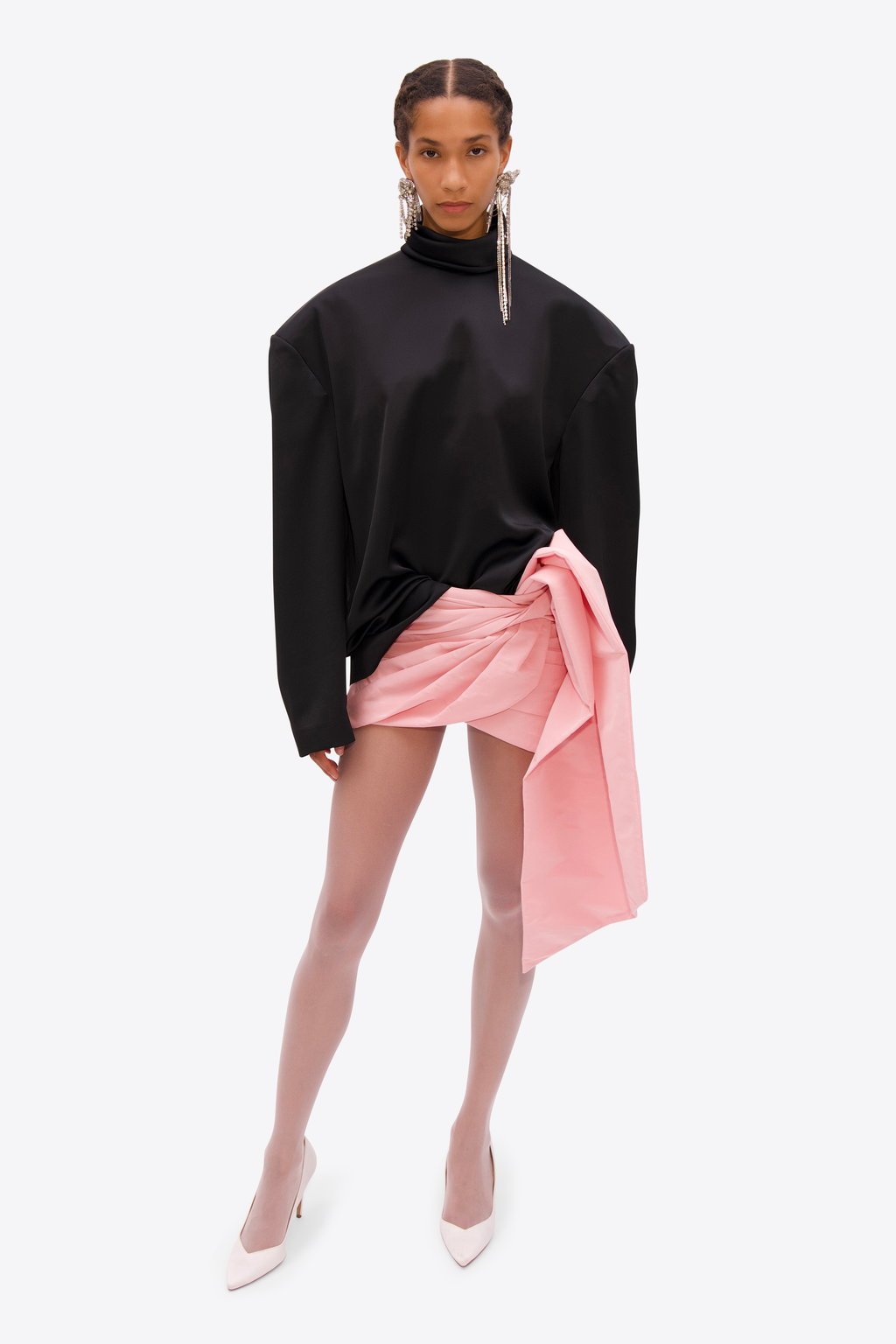 Taffeta Knot Mini Skirt