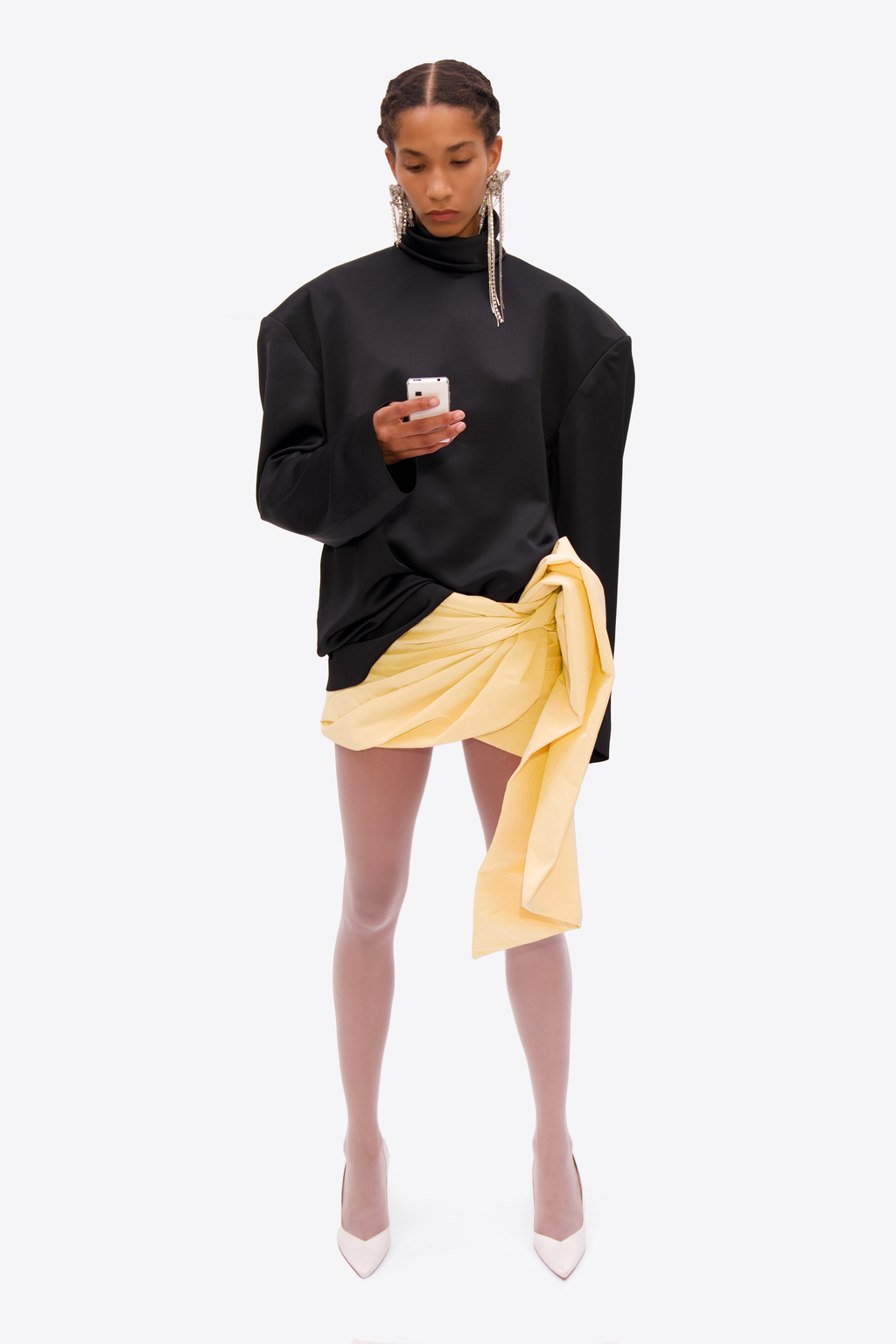 Taffeta Knot Mini Skirt