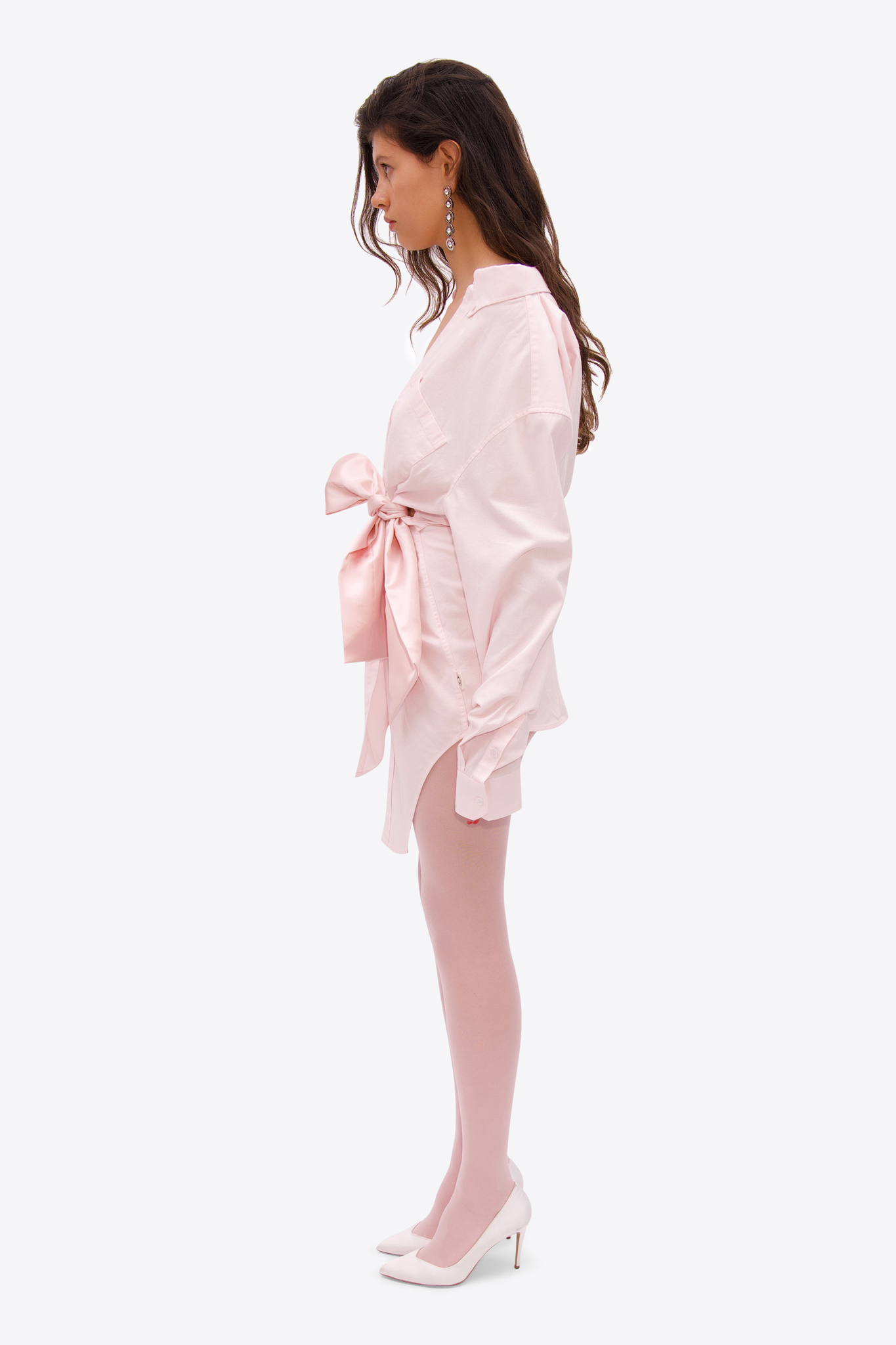 pink silk shirt dress JAYLEY Oversized Pink Silk Blend Shirt Dress