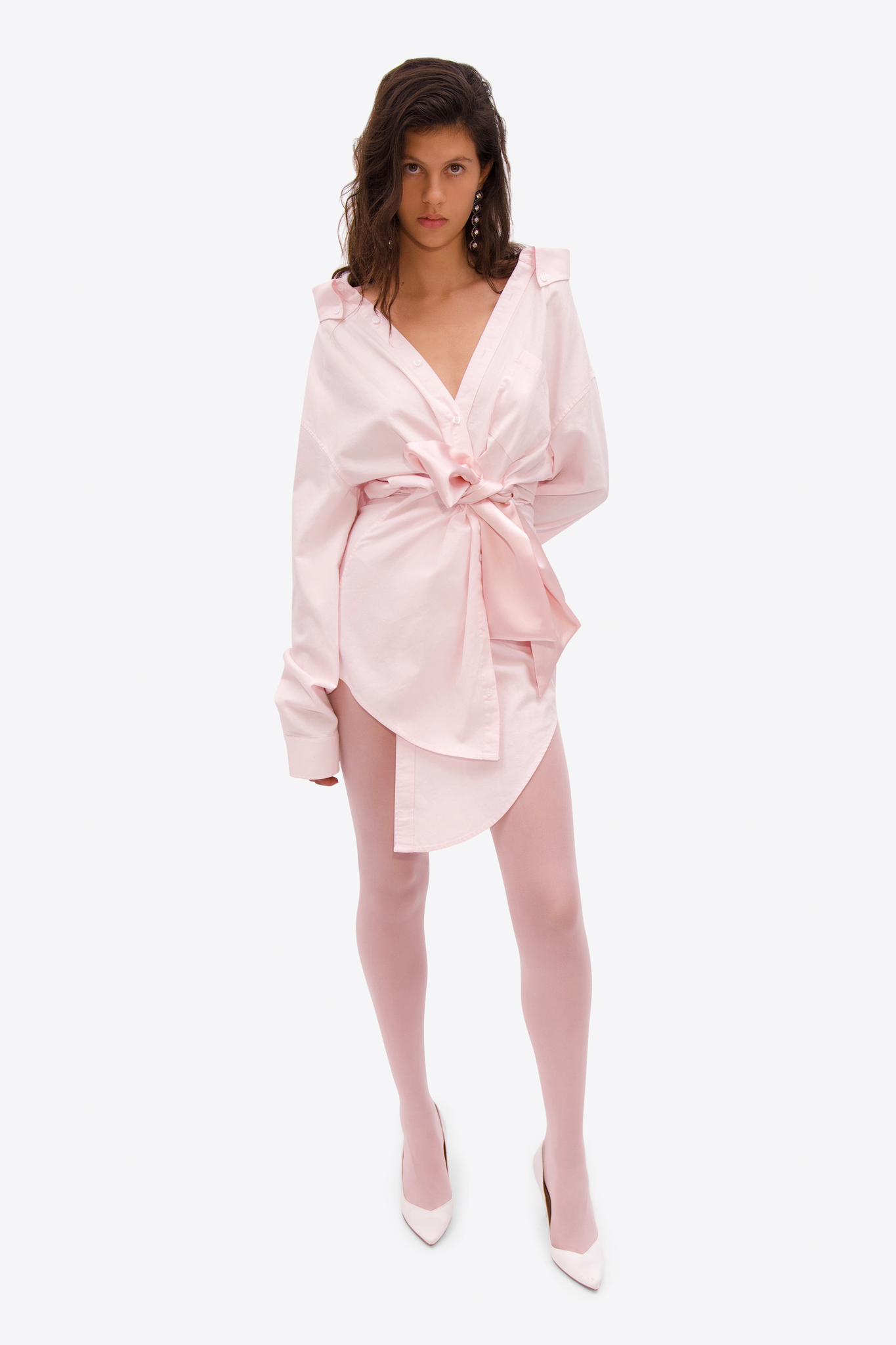 Satin Knot Oxford Shirt Dress – AREA