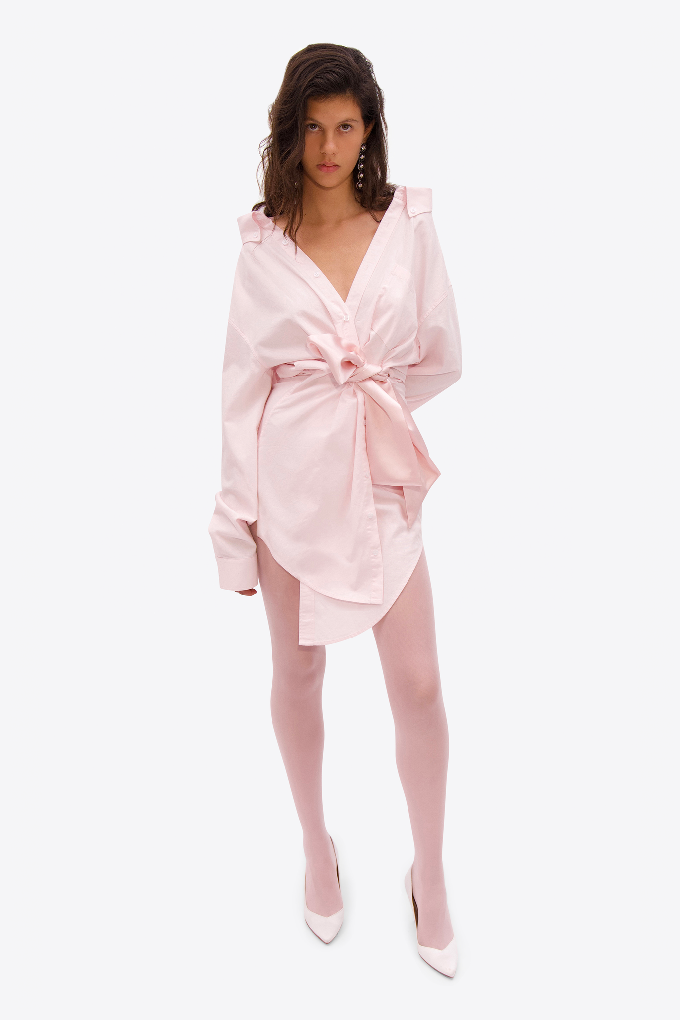 pink wrap shirt dress Long Sleeve Striped Wrap Shirt Dress in Pink FancyAdd